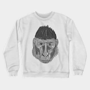 Crested Black Macaque Head Drawing Crewneck Sweatshirt